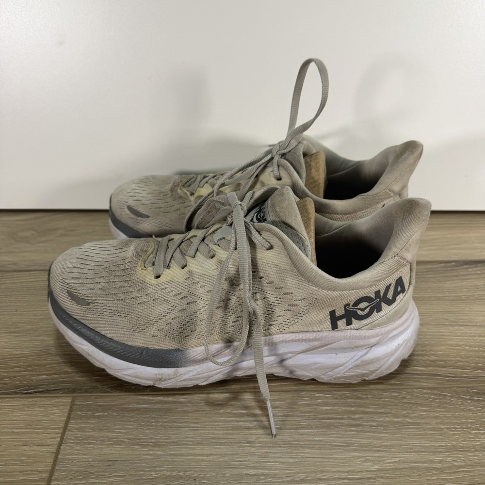 Hoka One One Clifton 8 Shoes Women Size 6.5 B Gray Running Sneakers 1119393 LRNC